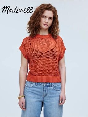 🆕 Madewell Open-Stitch Sweater Tee in Dark Copper